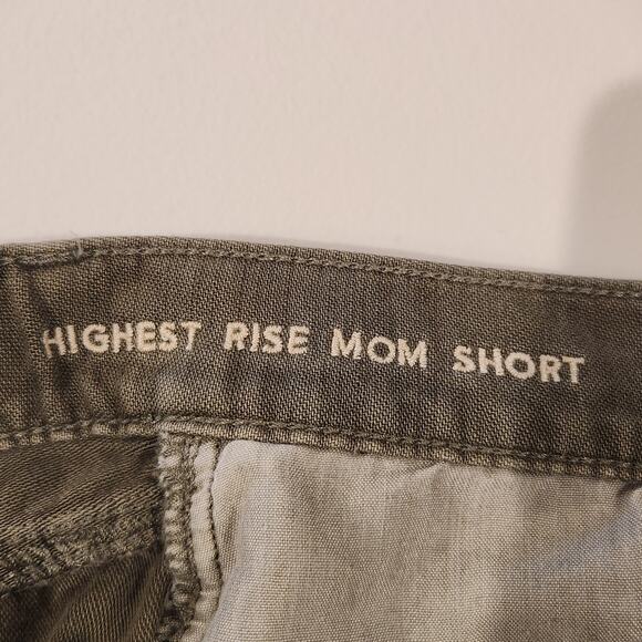 American Eagle Olive Green Distressed Cut Off Highest Rise Mom Short Size 6 - Picture 5 of 12